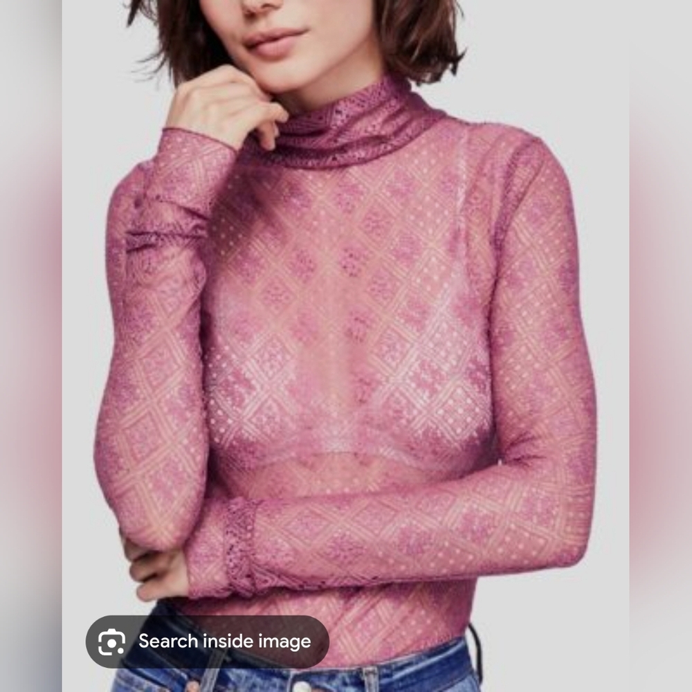 Elegant Lace Long Sleeve Stretchy Top in Mauve